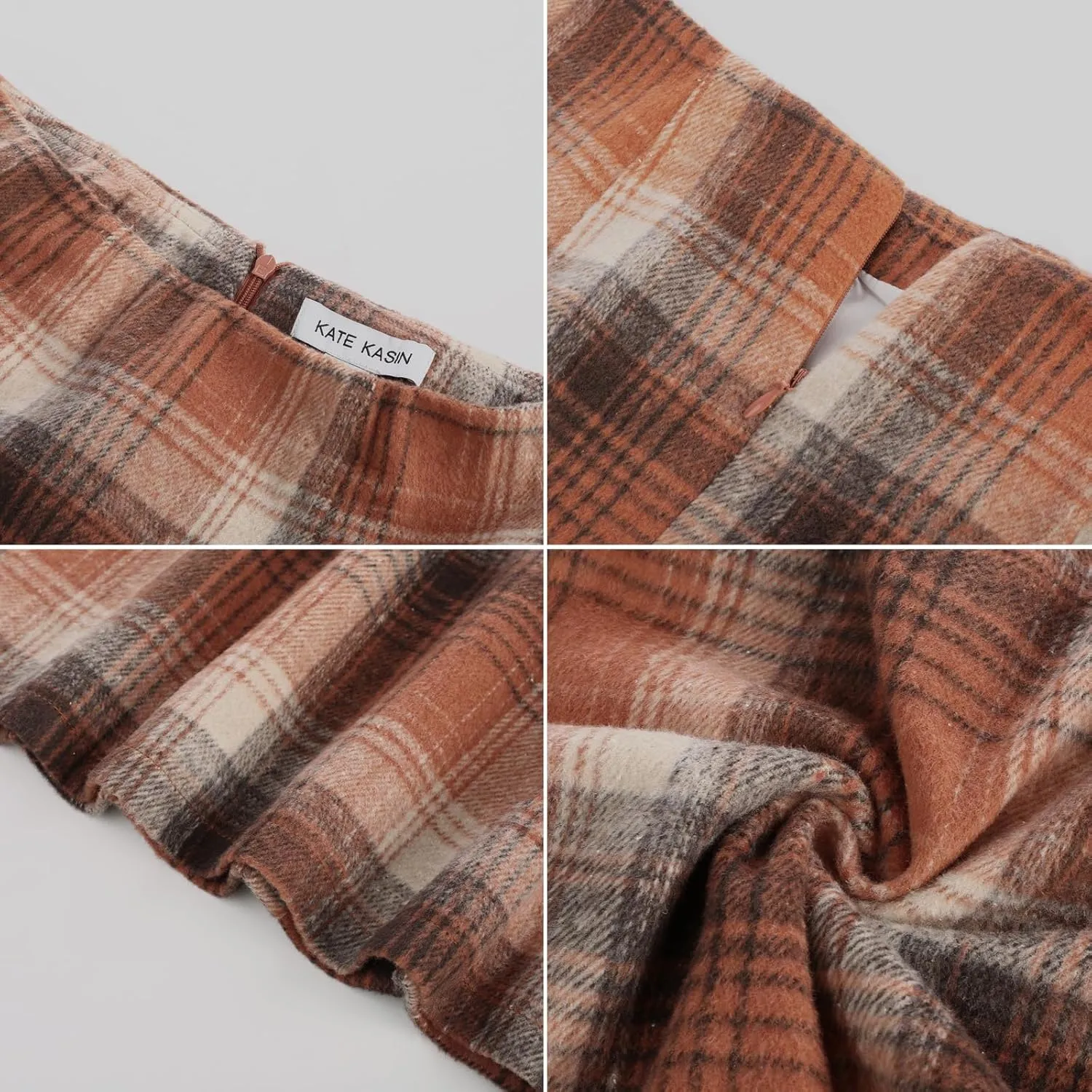 Kate Kasin 2025 Plaid Pencil Skirts for Women High Waisted Casual Stretch Bodycon Mini Skirt