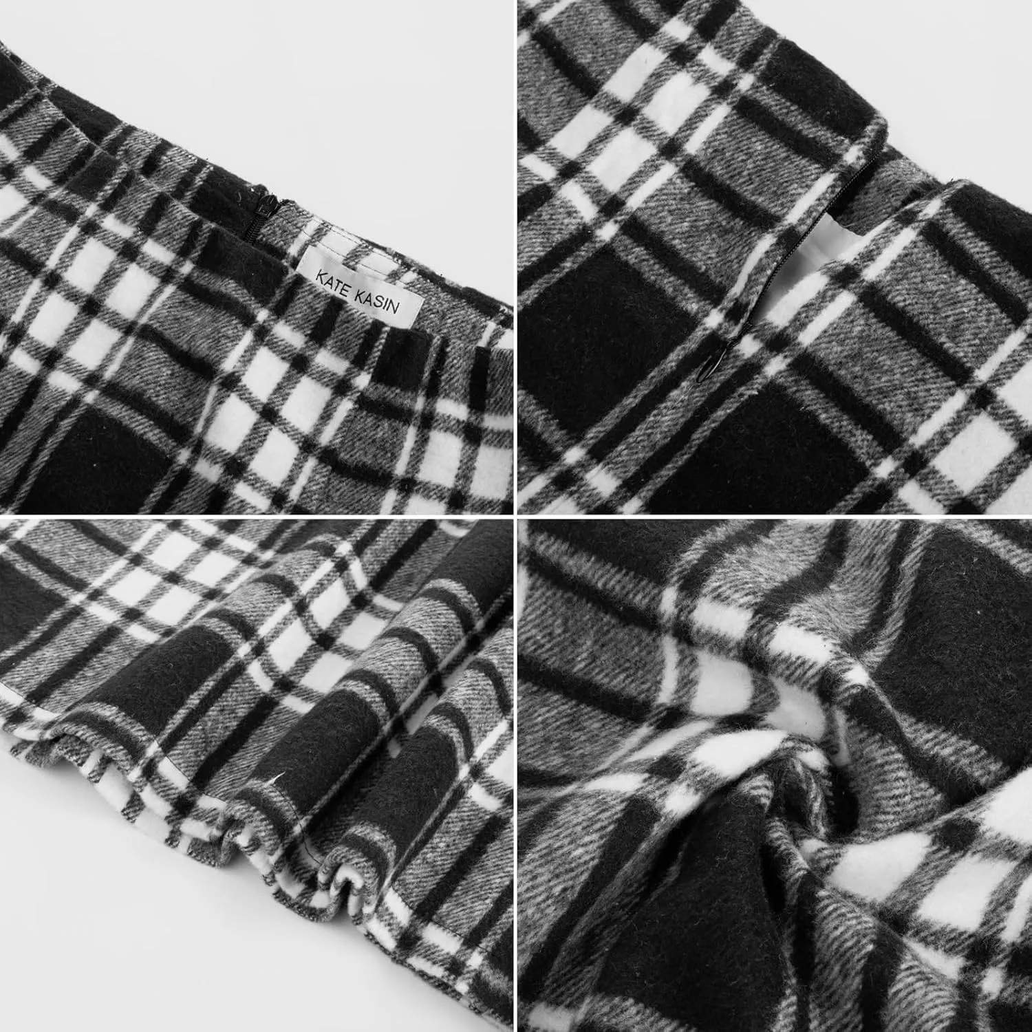 Kate Kasin 2025 Plaid Pencil Skirts for Women High Waisted Casual Stretch Bodycon Mini Skirt