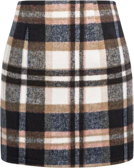 Kate Kasin 2025 Plaid Pencil Skirts for Women High Waisted Casual Stretch Bodycon Mini Skirt