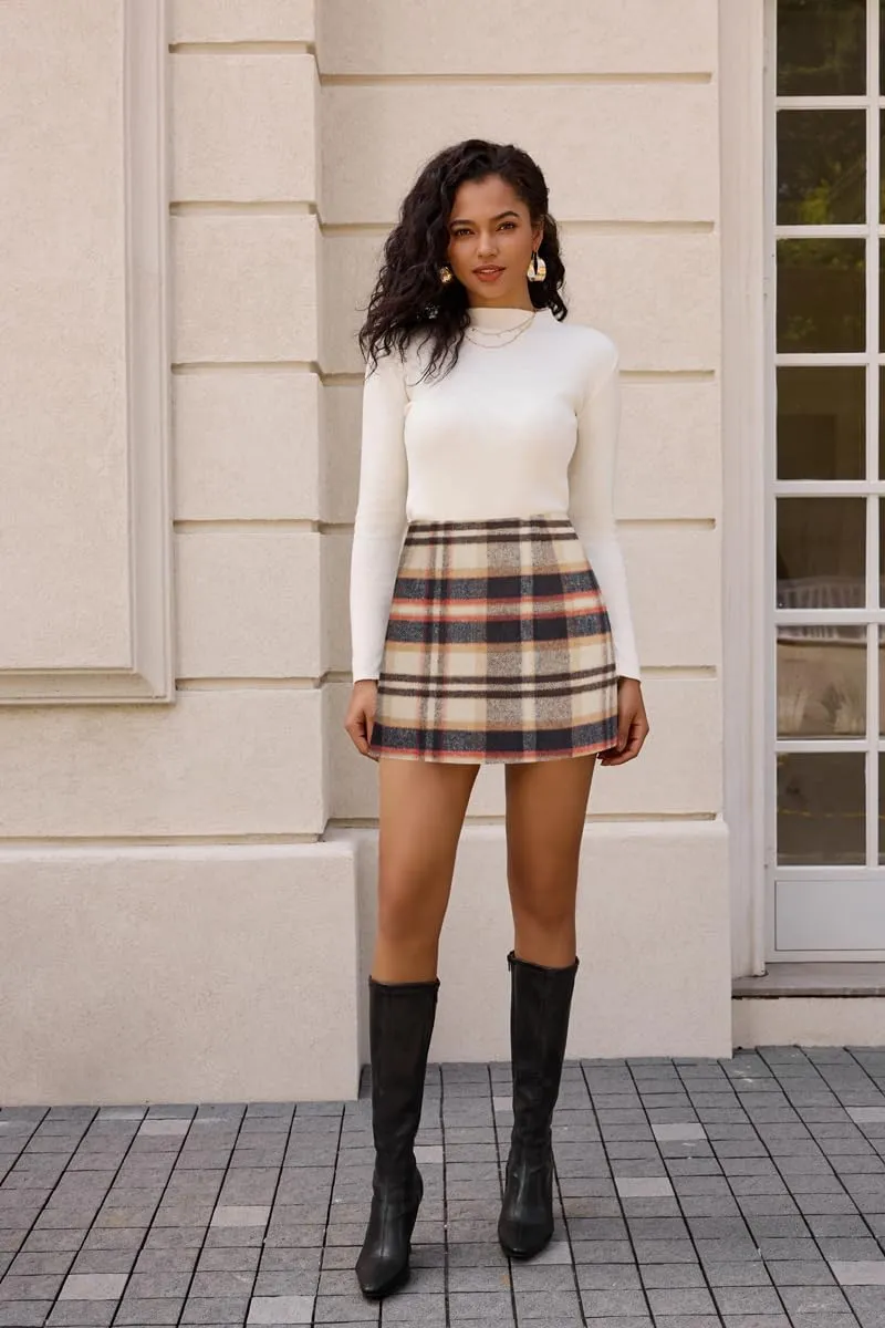 Kate Kasin 2025 Plaid Pencil Skirts for Women High Waisted Casual Stretch Bodycon Mini Skirt