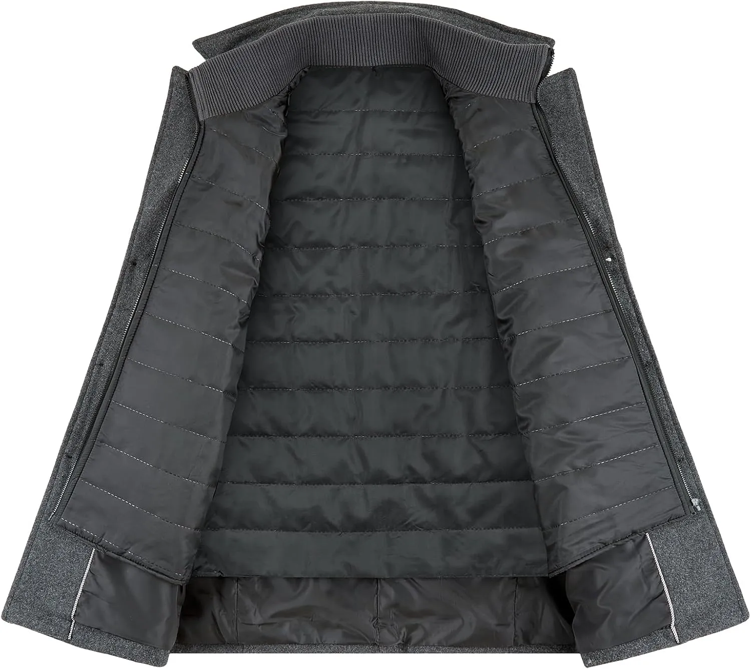 Lamgool Men's Winter Wool Coat with Removable Padded Vest 2-in-1 Winter Warm Casual Peacoat