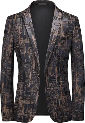 Men's Suit Jacket for Party Dinner 1 Button Slim Fit Notched Lapel Blazer Jackets Casual Business Sport Coat