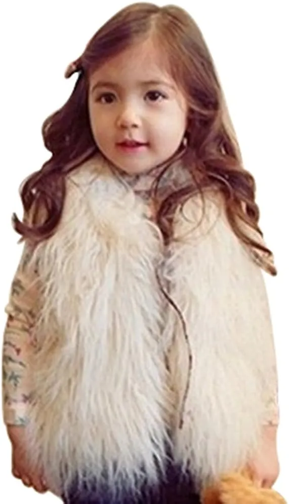 MisShow Little Girls' Faux Fur Wool Vest Coat Jacket Outerwear for 1-10 Years Old