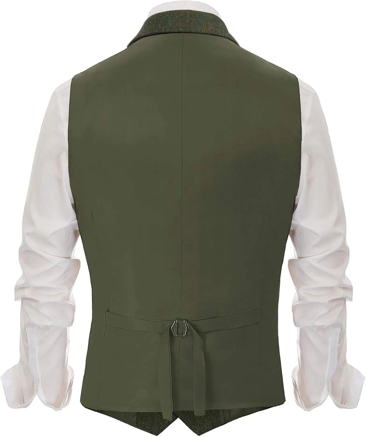 PJ PAUL JONES Mens Western Herringbone Suit Vest Tweed Wool Blend Slim Fit Waistcoat