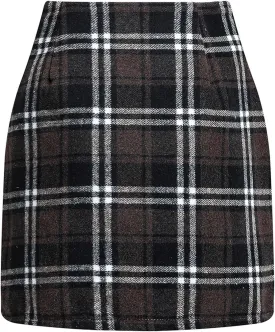 Plaid Skirt High Waist Bodycon Pencil Wool Mini Skirts for Women Stretch Flannel Skirt Fall Outfits 2025 Casual Dress