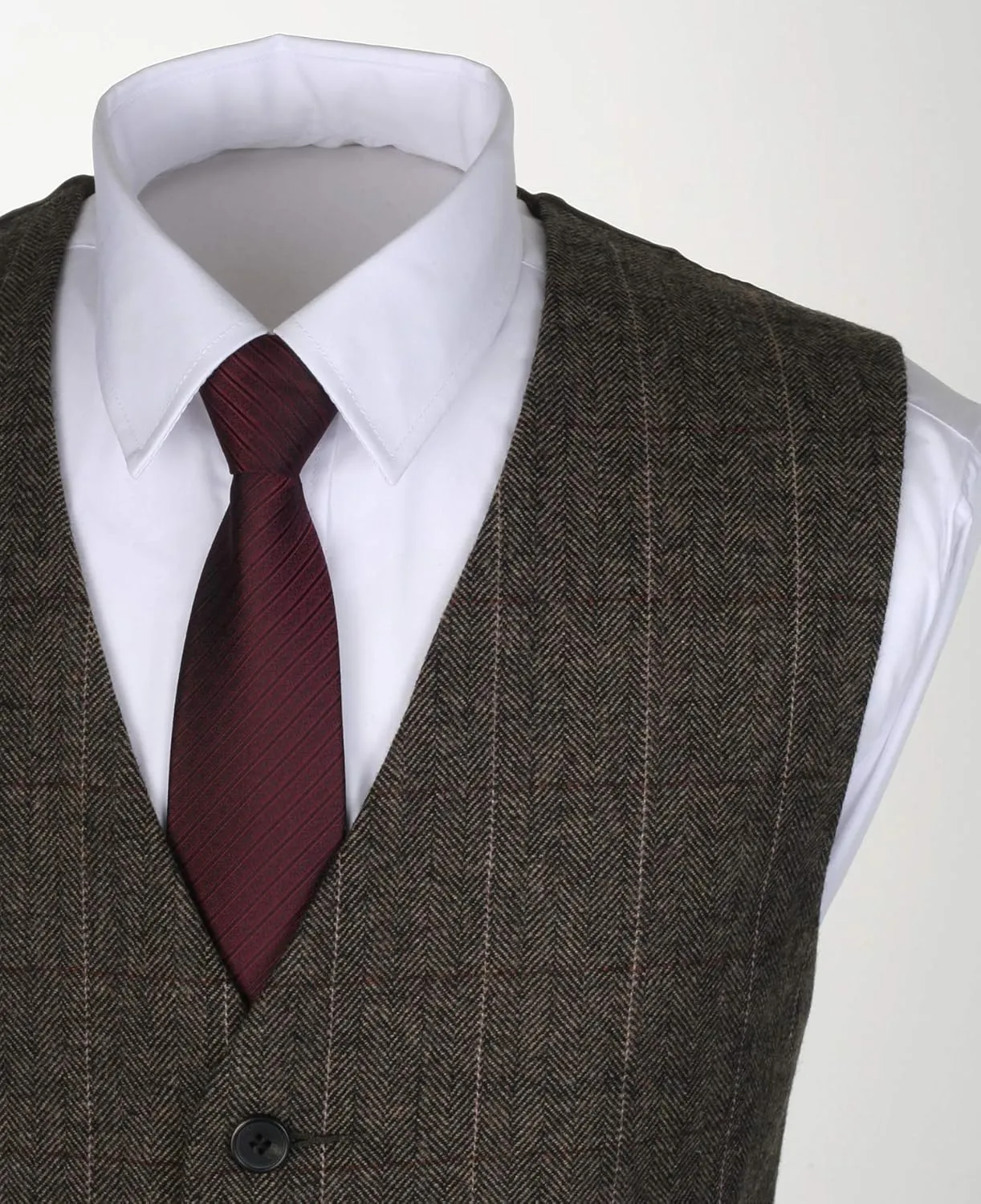 Ruth&Boaz 2Pockets 5Buttons Wool Herringbone Tweed Business Suit Vest