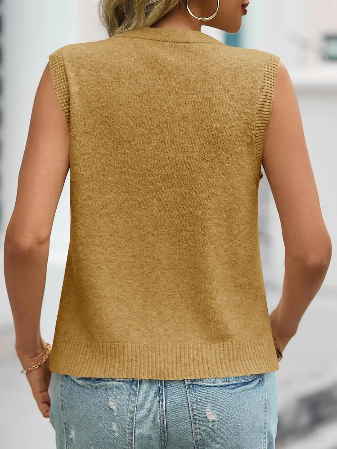 Saodimallsu Womens Sleeveless Sweater Vest Summer Casual Cap Sleeve Crew Neck Loose Knit Lightweight Pullover Tank Tops