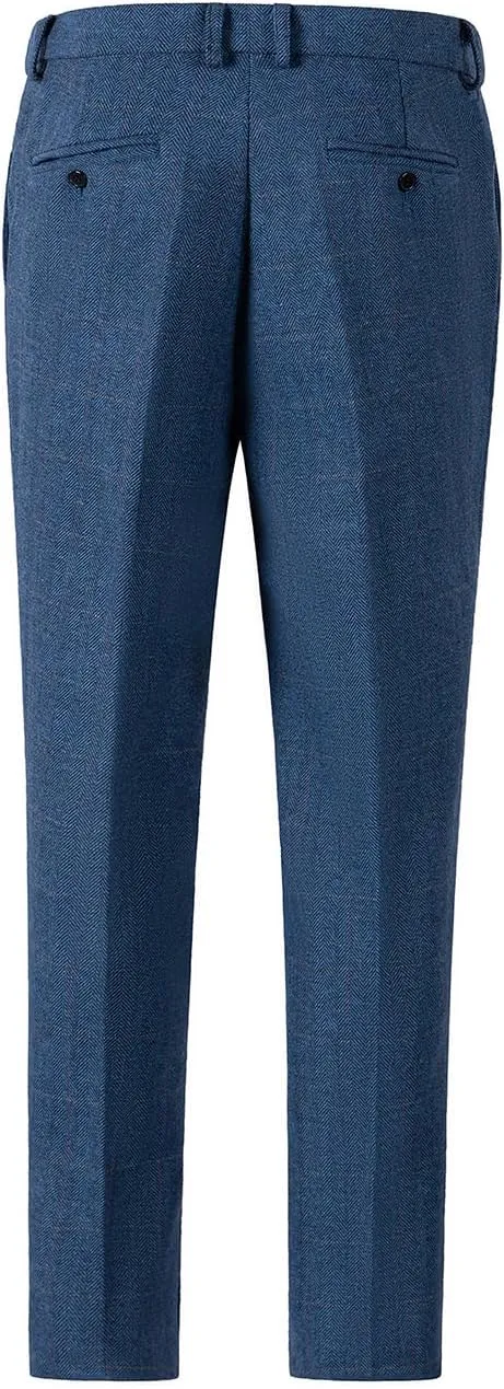 SevenBoy Men's Dress Pants Tweed Plaid Classic Fit Siut Separates Slim Stylish Wool Casual Business Suit Pants