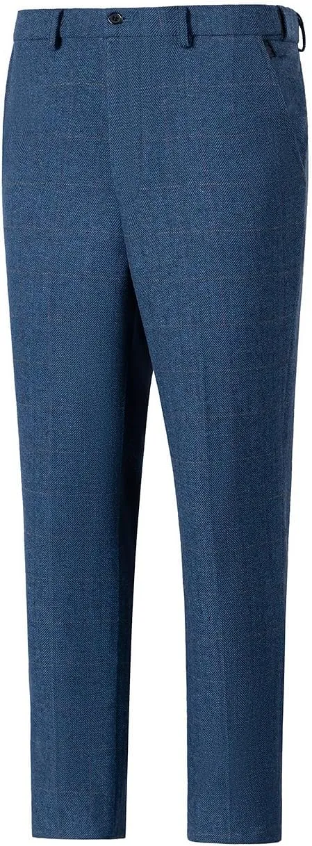 SevenBoy Men's Dress Pants Tweed Plaid Classic Fit Siut Separates Slim Stylish Wool Casual Business Suit Pants