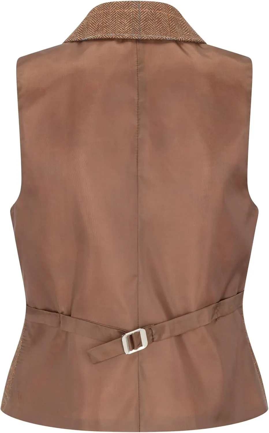 TruClothing Women's Waistcoat Wool Blend Tweed Herringbone Checkered Tailored Fit Ladies Vest