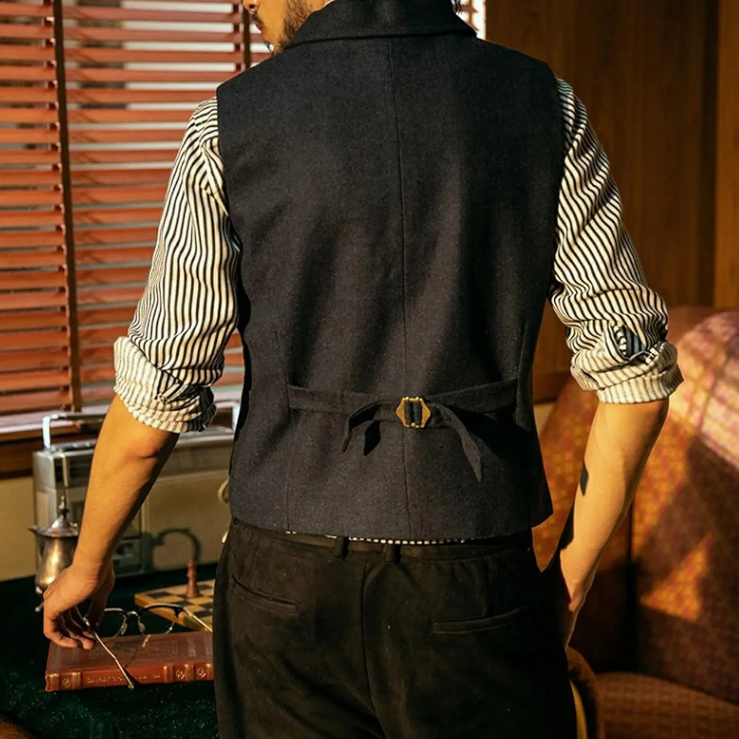 Vest for Men Formal Dress Business Casual Herringbone Tweed Vest Jacket for Men Waistcoat