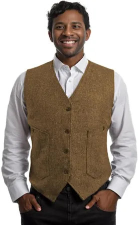 Vest for Men Formal Dress Business Casual Herringbone Tweed Vest Jacket for Men Waistcoat