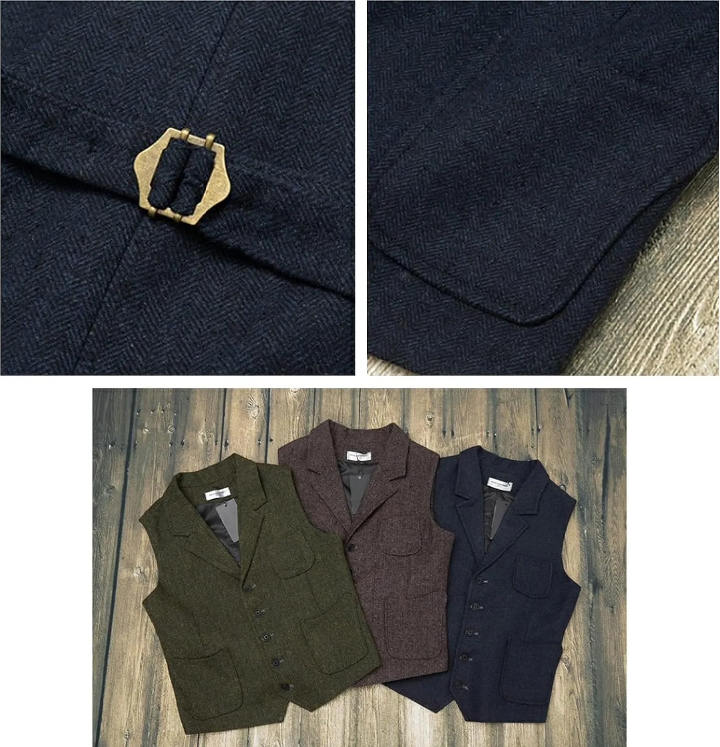 Vest for Men Formal Dress Business Casual Herringbone Tweed Vest Jacket for Men Waistcoat