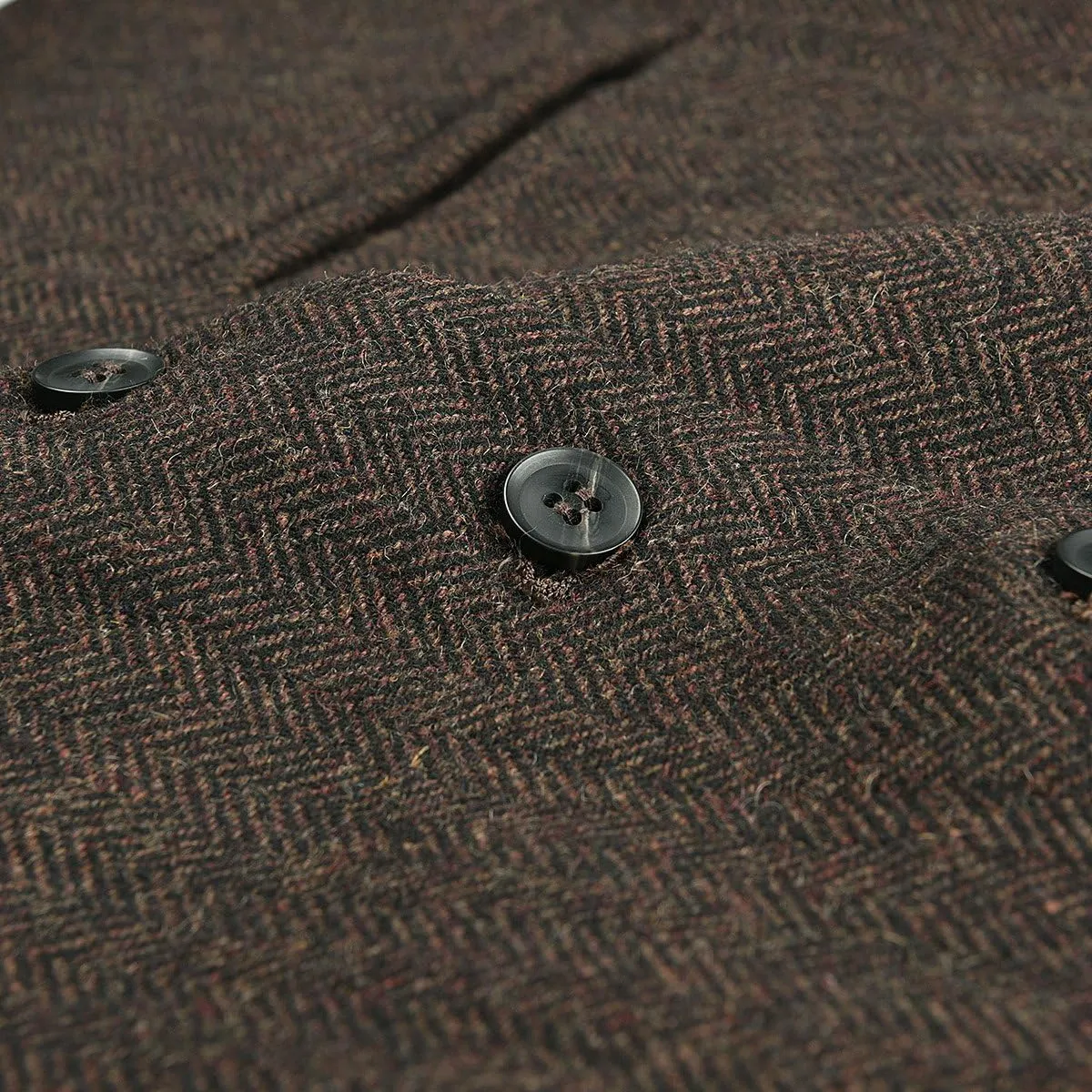 VOBOOM Mens Herringbone Tailored Collar Waistcoat Fullback Wool Tweed Suit Vest