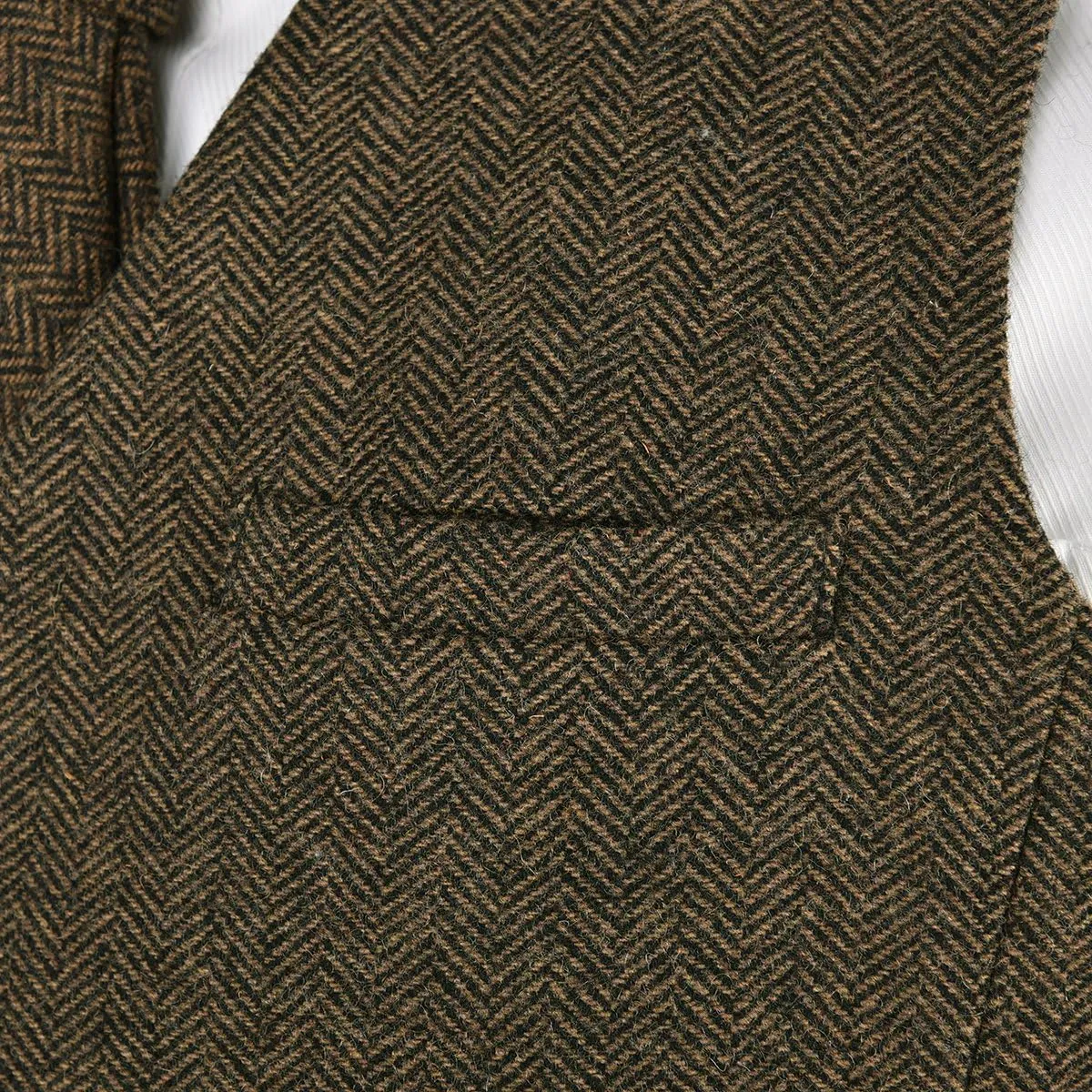 VOBOOM Men's Slim Fit Herringbone Tweed Suits Vest Premium Wool Blend Waistcoat