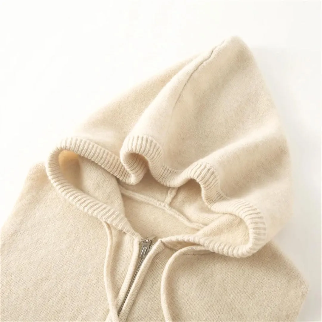 WomenS Casual Hooded Sleeveless Merino Wool Cardigan Vest Sweater Zipper Closure Knit Hoodie Tank Top