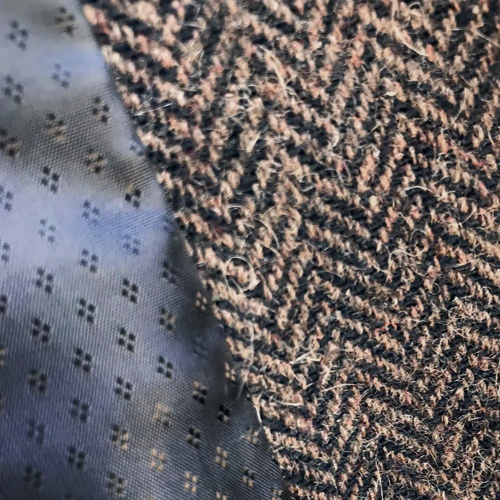 Wool Blend Irish Tweed Mens Vest with Full Back, Adjustable Fabric Belt, 4 Pockets, and Herringbone Pattern