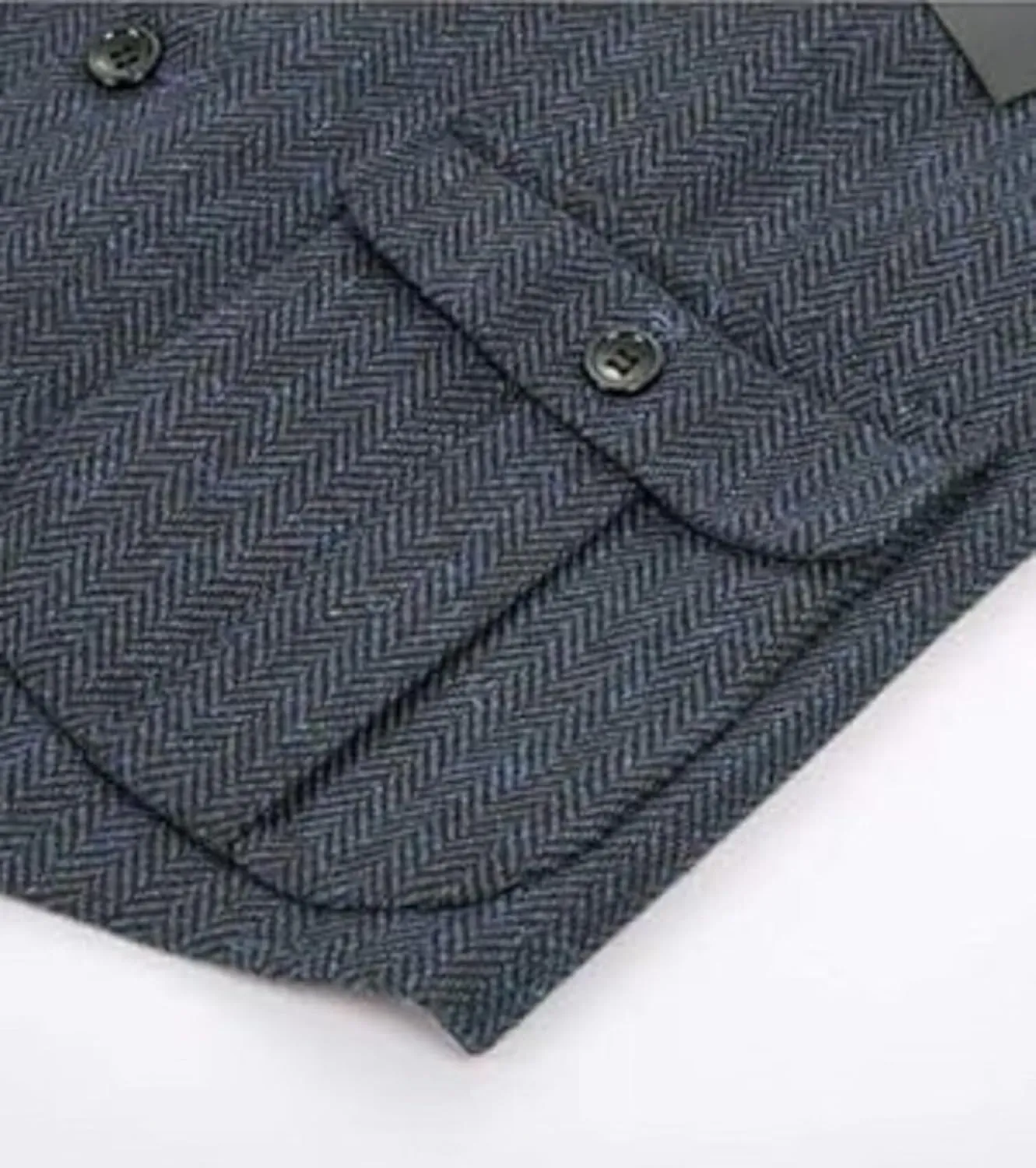 Yarizm Mens Western Herringbone Suit Vest Tweed Wool Blend Slim Fit Waistcoat with 2 Pockets