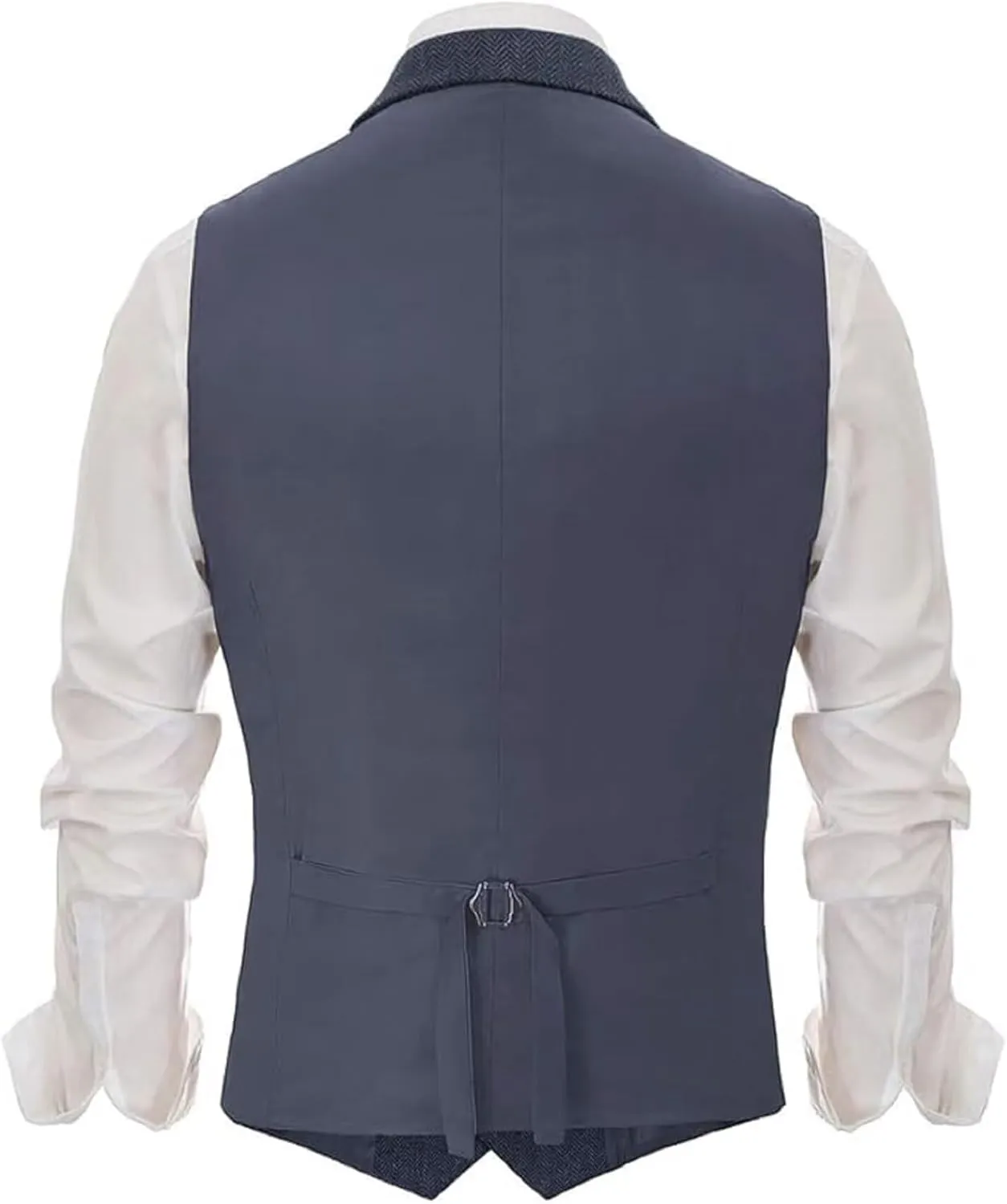 Yarizm Mens Western Herringbone Suit Vest Tweed Wool Blend Slim Fit Waistcoat with 2 Pockets